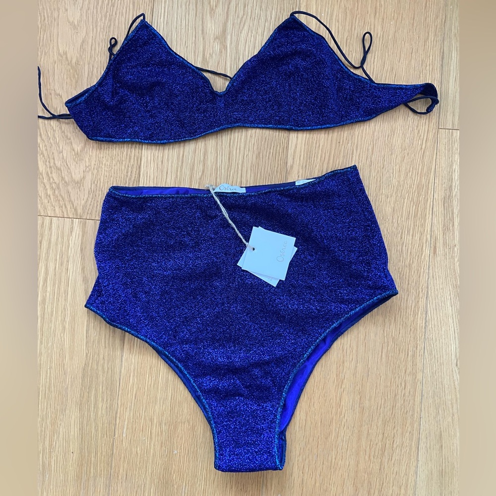 Oséree Lumière lurex high-waisted bikini set